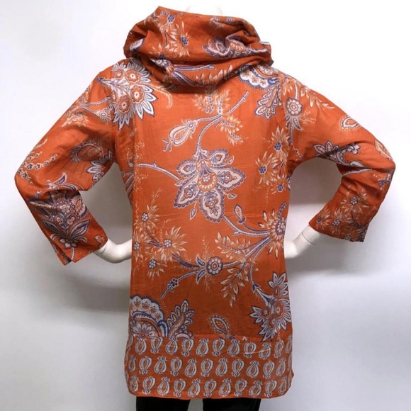 GRETCHEN SCOTT Cotton Tunic Top HUGE COWL / HOOD M - Picture 7 of 8